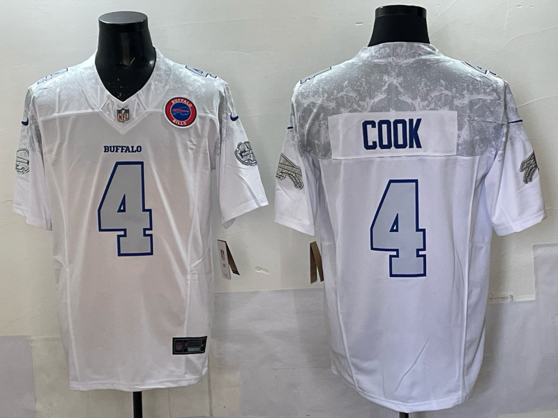 Men Buffalo Bills #4 Cook Nike White 2025 Rivalries Collection Limited NFL Jersey 0